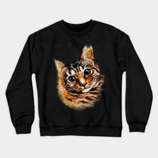 Stray Cat Portrait Watercolor Artwork Crewneck Sweatshirt